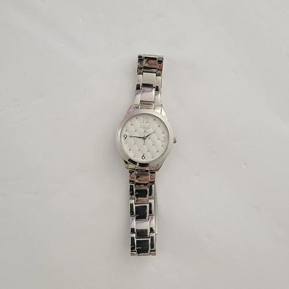 Folio Womens Watch White Dial Silver Case 32mm Stainless Bracelet Quartz